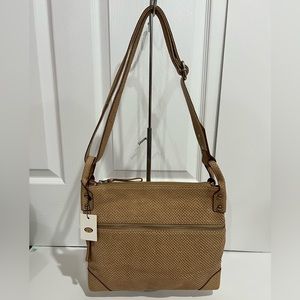 Nwt Fossil Camel / Light Brown / Tan Jean Suede Crossbody Bag Shoulder Bag